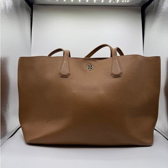 Tory Burch Handbags - Tory Burch Tote Bag Pebbled Leather - Tan/ Camel gold hardware